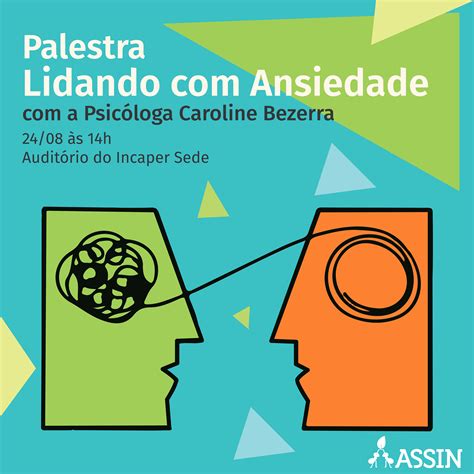 Palestra "Lidando com Ansiedade" nesta quinta-feira (24) - Assin