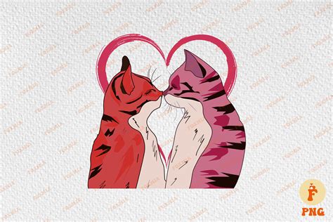 Couple Cat Kissing Valentine's Day By Mulew Art | TheHungryJPEG