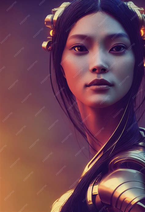 Premium Photo | Portrait of a fictional beautiful cyberpunk. chinese girl