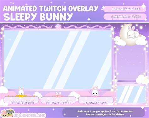 Animated Sleepy Bunny / Rabbit Twitch Overlay Compatible With