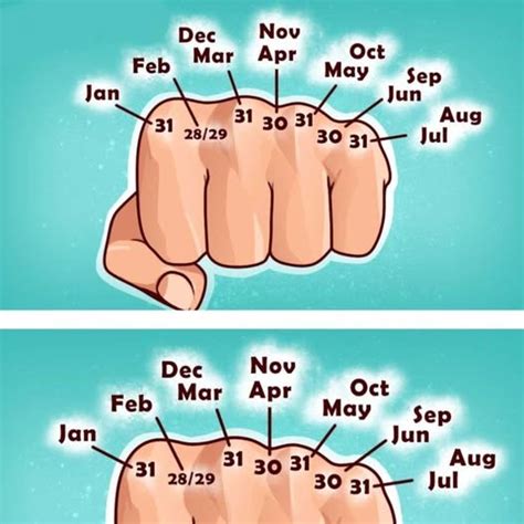how to know which months have 31 days