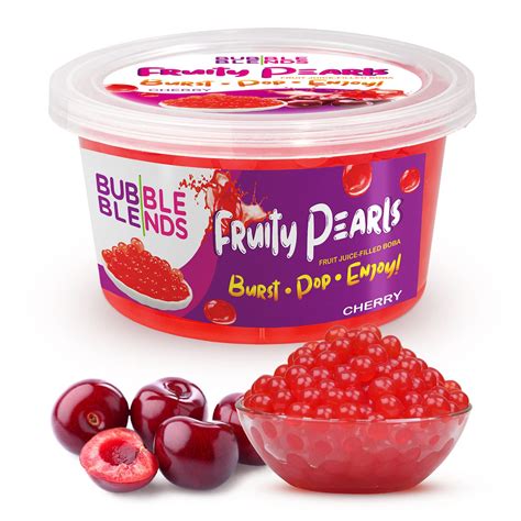 Bubble Blends Cherry Popping Boba - Fruit Juice-Filled Boba Pearls for