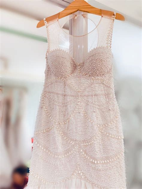 Glamorous long sleeve beaded sheath dress or sleeveless white beaded