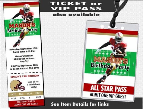 San Francisco 49ers Colored Football Birthday Party Invitation