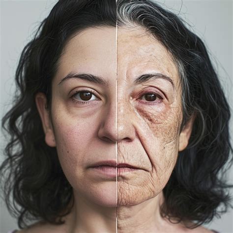 split screen photo   woman divided   halfes premium ai