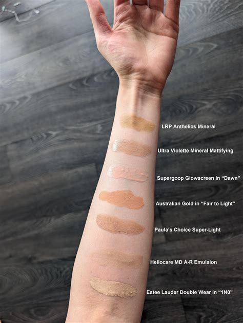Tinted sunscreen shade comparison : r/PaleMUA