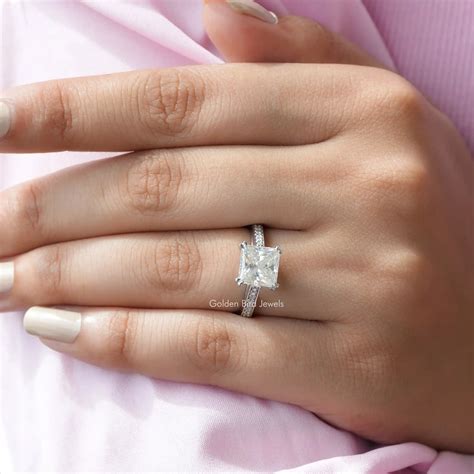 princess cut wedding rings moissanite 3