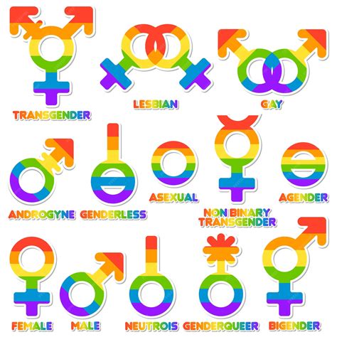 Premium Vector | A set of lgbt symbols with the word gender on them