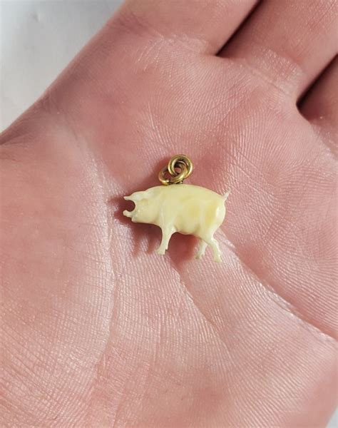 vintage antique carved bone gem