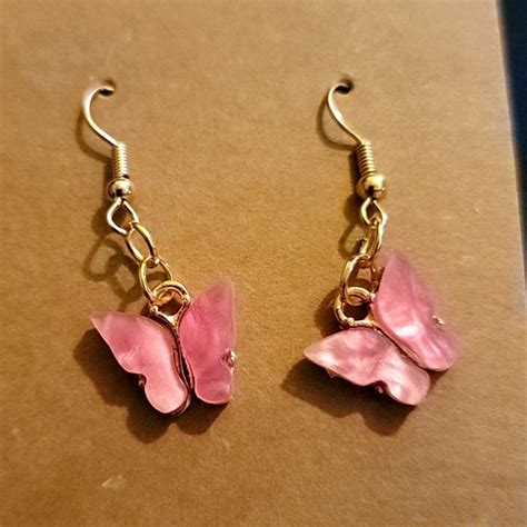 hand crafted jewelry pink butterfly handmade earrings poshmark
