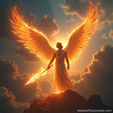 archangel  fiery sword stable diffusion