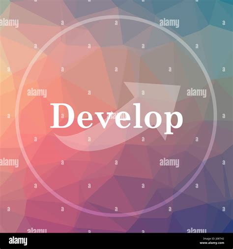 develop icon develop website button   poly background stock photo