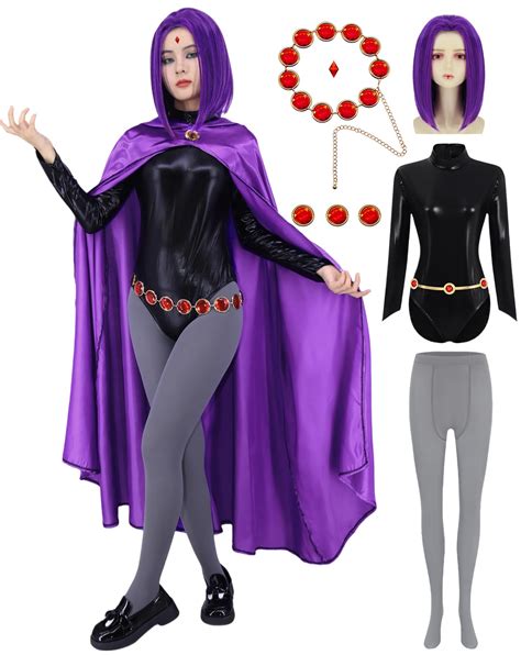 DIYLN Women Raven Cosplay Costume Adult Halloween Costumes with Purple