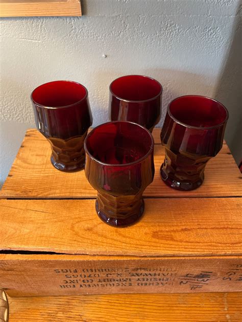 ruby red vintage glassware  etsy
