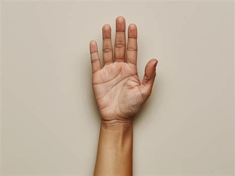Premium Photo | Hand Reaching Upward Against A Neutral Background