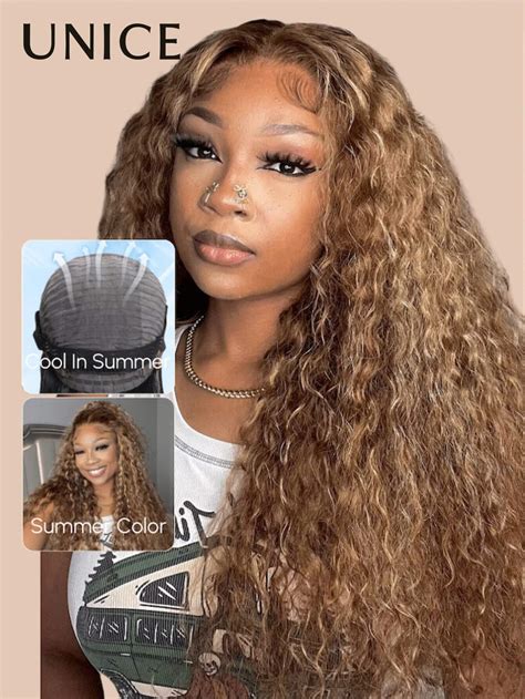 Unice Hair Bye Bye Knots 7x5 Water Wave Wig Honey Blonde Highlight Pre