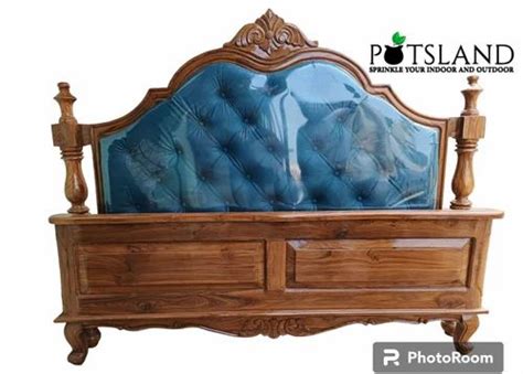brown teak wood bed headboard  home bed size double  rs