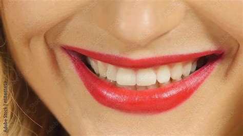 Beautiful smile of pretty girl, close up, slow motion Stock Video ...
