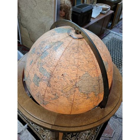 mid century lighted world globe  stand chairish