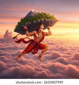 lord hanuman  sanjeevani royalty  images stock