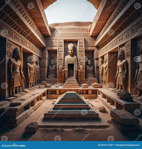 Ancient Egyptian Temple with Statues of Gods and Goddesses. Stock ...