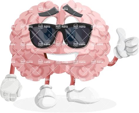 cute brain cartoon vector character  cool  sunglasses