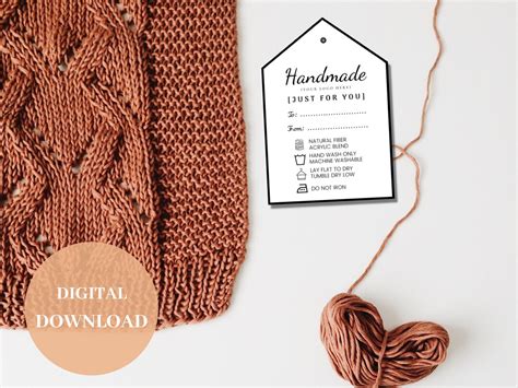 𝑷𝒓𝒊𝒏𝒕𝒂𝒃𝒍𝒆 Knitting Labels Handmade Fabric Labels Care - Etsy