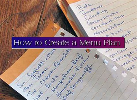 create  menu plan