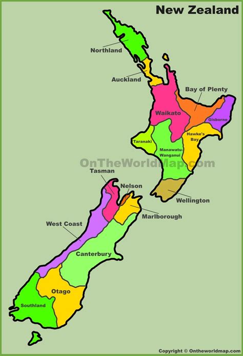 New Zealand Regions Map - List of Regions of New Zealand ...