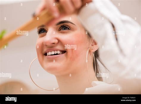 Female happy smiling face with blue eyes close up Stock Photo - Alamy