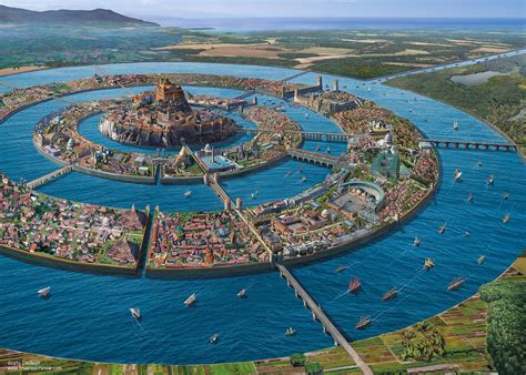 Atlantis according to Plato's texts | Fantasy landscape, Fantasy places