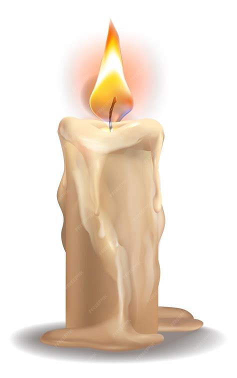 Maqueta de vela de llama realista Decoración de cera iluminada | Vector