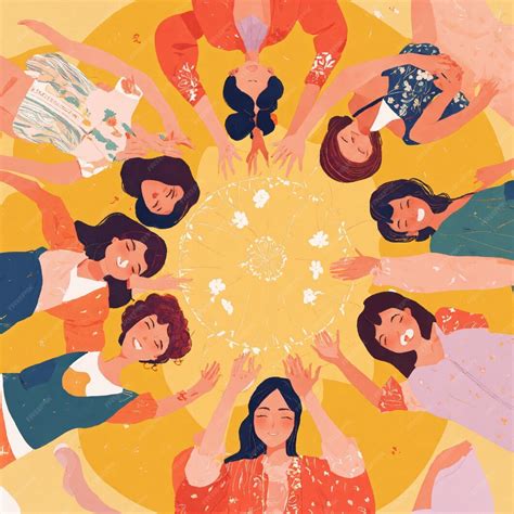 group  girls  sitting   circle   holding  circle