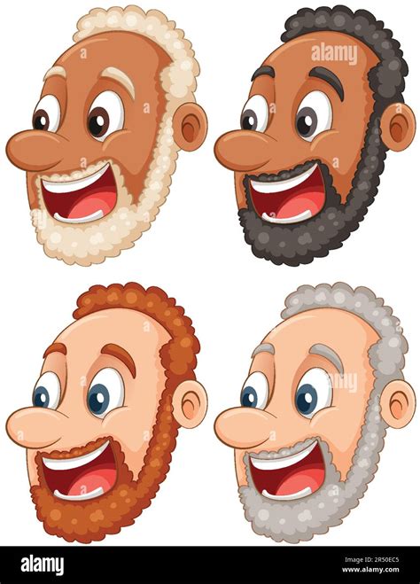 Set of curly hair middle age man head illustration Stock Vector Image & Art - Alamy