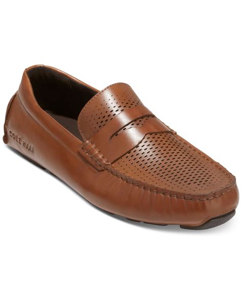 cole haan grand laser driving penny loafer  british tanjava smart