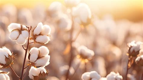 Premium AI Image | Cotton field Plant macro Delicate colors and sunny ...