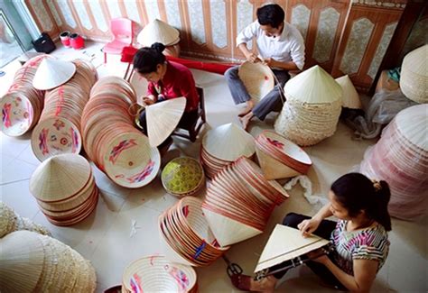 conical hat making villages  vietnam