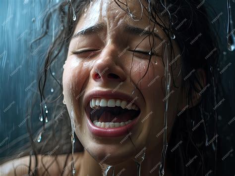 Premium AI Image | a woman with water dripping off her face