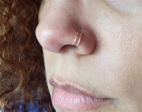 Double Hoop Nose Ring Spiral Sterling Silver Hoop With Stud 5mm 6mm 7mm ...