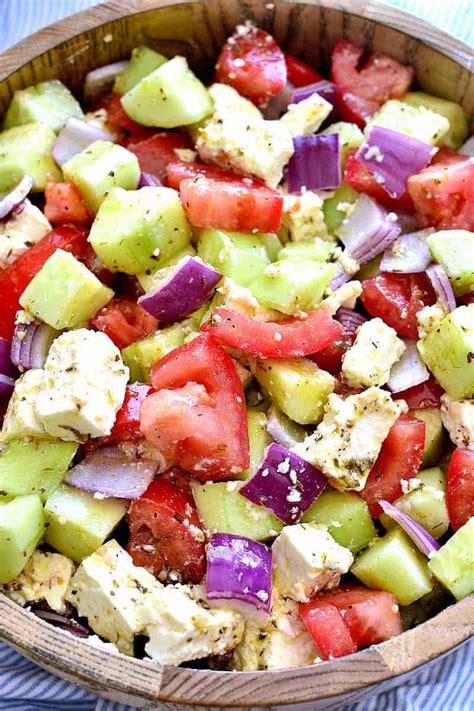 tomato cucumber feta salad culinary   world