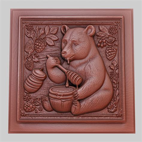 3D file The bear eats honey 3d printer model animal model obj stl 🐻 ・3D