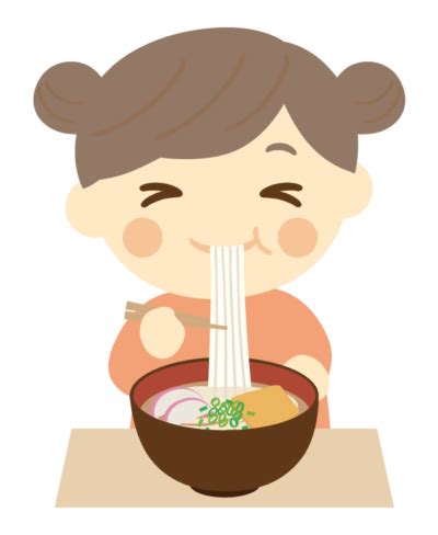 うどんを食べる子ども（女の子）のイラスト | 無料のフリー素材 イラストエイト