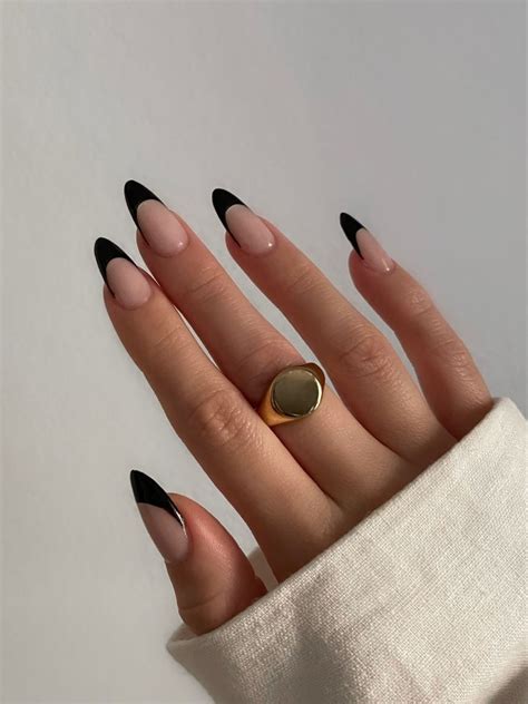 black french tip nails stylish nails funky nails simple nails
