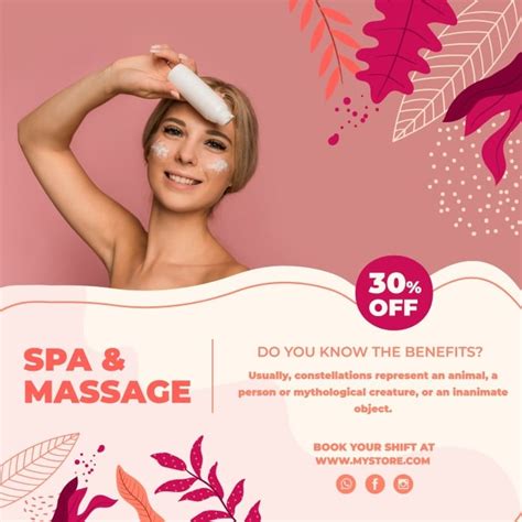 Free Hand-drawn Exotic Spa & Massage Offer Flyer template