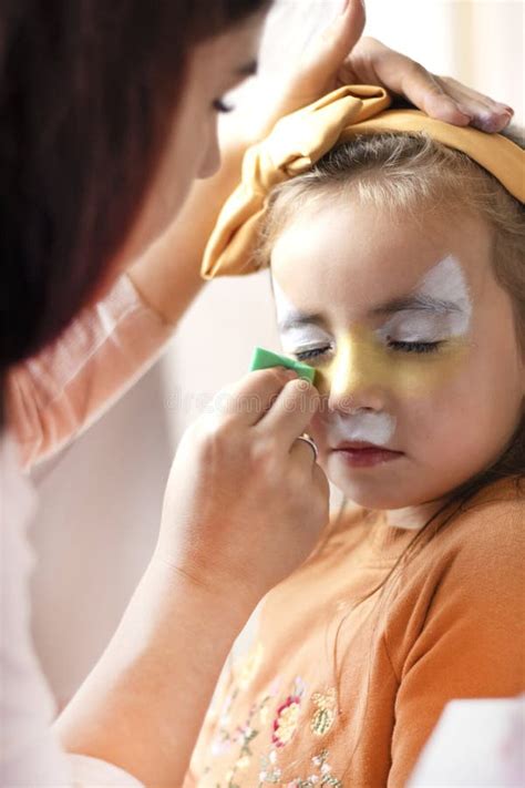 Childrens Makeup Face Paint Drawings Girls Face Painting Stock Photo - Image of painting ...