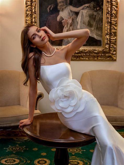 Elegant Fitted Wedding Gown with Flower by Papilio Boutique