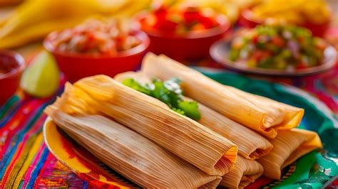 premium photo mexican tamales  colorful table