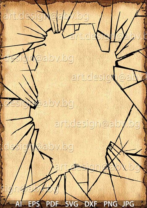 Vector BROKEN GLASS Frame, AI, Eps, Pdf, Svg, Dxf, Png, Jpg Instant ...