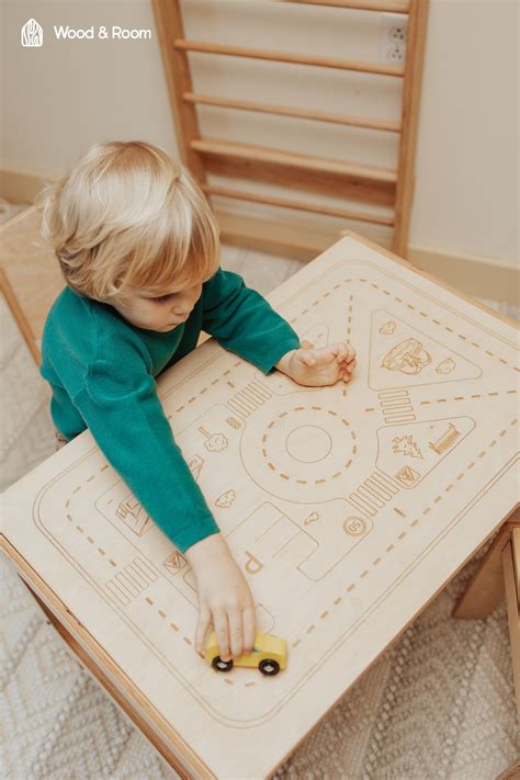 Toddler Activity Table with Paper Holder – Woodandroom