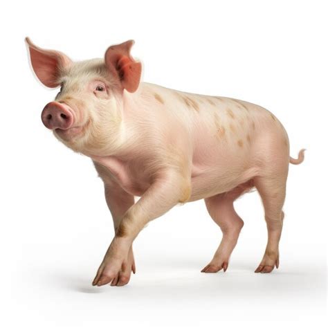 Premium AI Image | Professional Photo Of A Young Pig In Motion On White ...